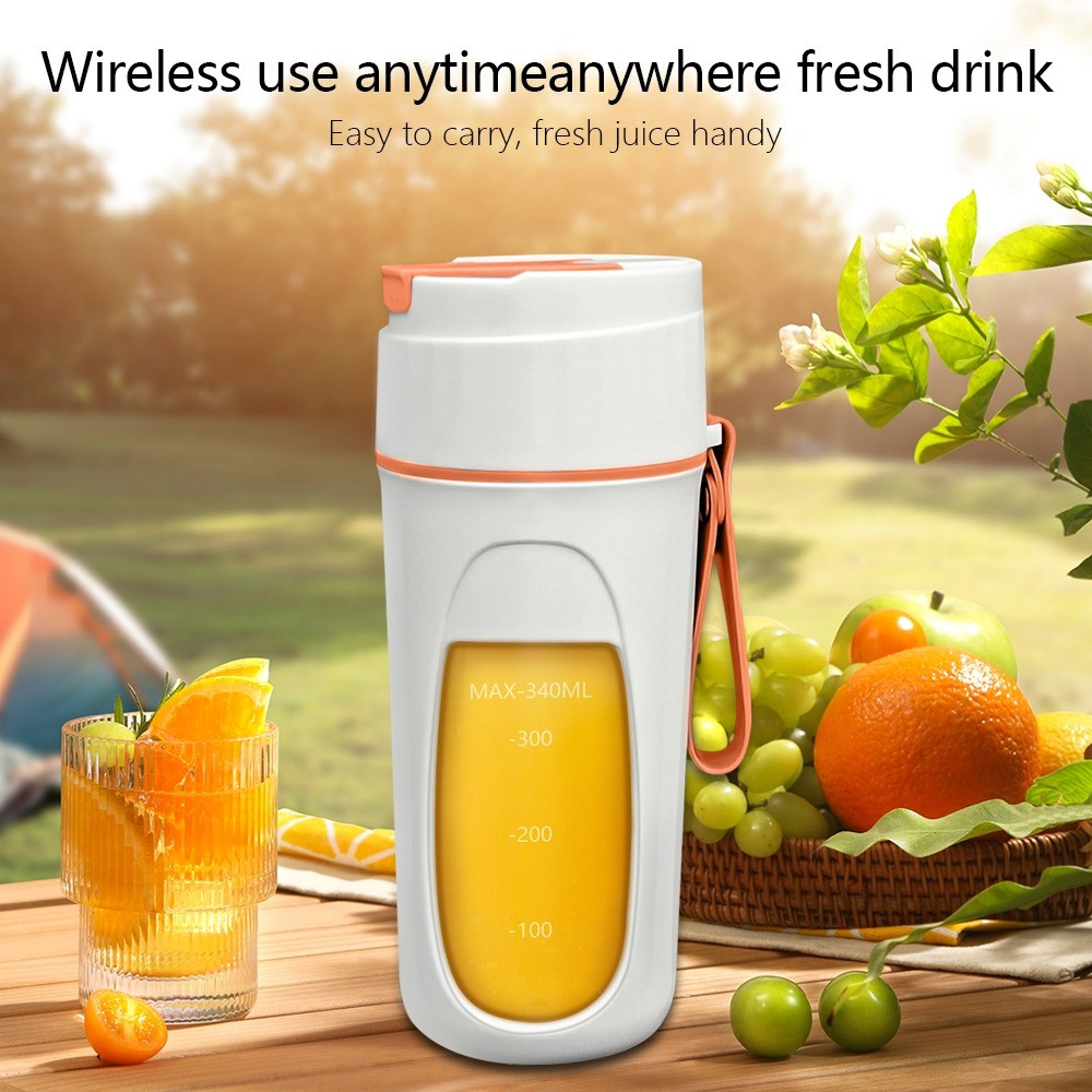 เครื่องปั่นน้ำผลไม้ แก้วปั่น เครื่องปั่นน้ำผลไม้พกพา 340 ml ชาร์จUSB ดีไซน์กะทัดรัด มัลติฟังก์ชั่น - รูปที่ 2