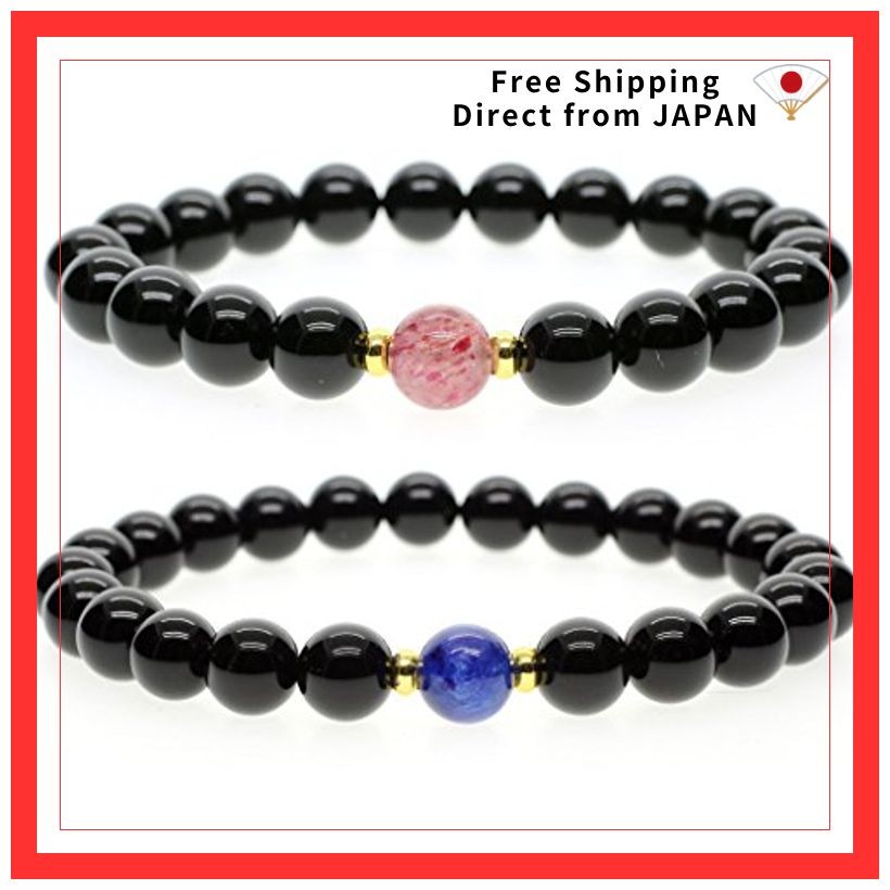 [COAI] Strawberry Quartz Kyanite Onyx Love Fortune Power Stone Pair Bracelets Couple Size Men Women