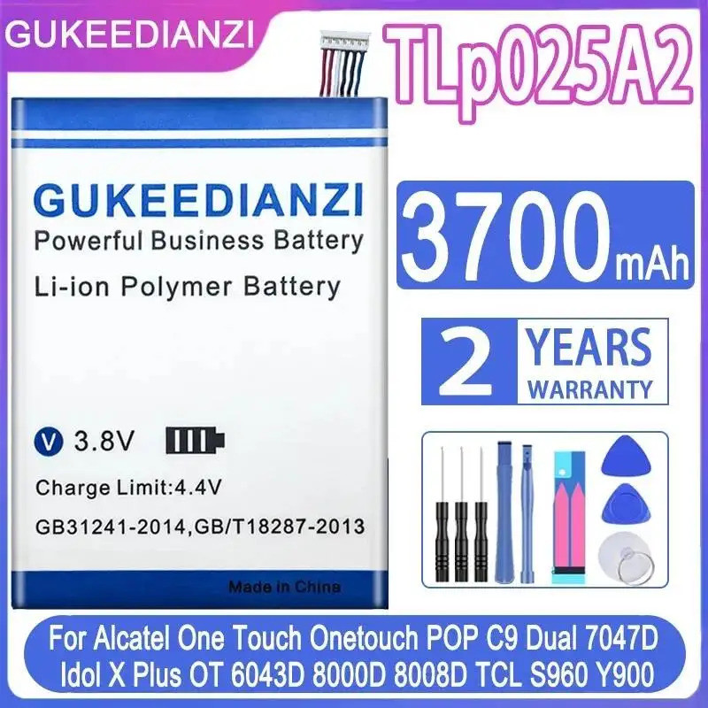 แบตเตอรี่ TLp025A2 3700mAh สําหรับ Alcatel One Touch Pop C9 Dual 7047D Idol X Plus OT 6043D 8000D 80