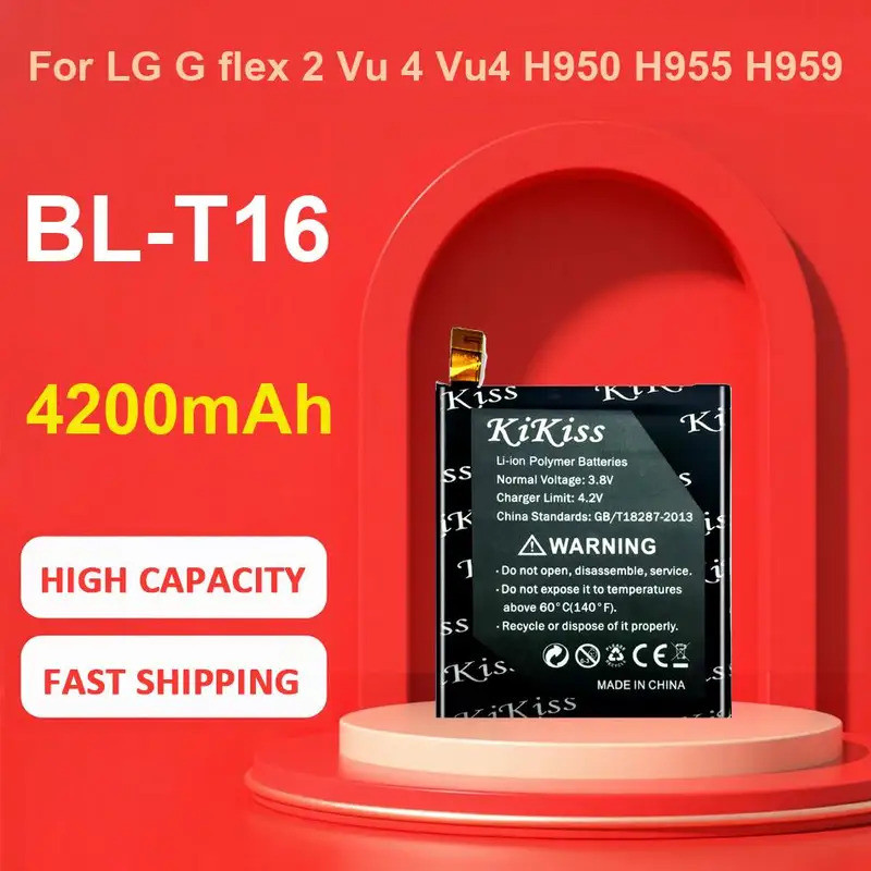 แบตเตอรี่ KiKiss สําหรับ LG G flex 2 Vu 4 Vu4 H950 H955 H959 BL T16,BL-T16,4200mAh