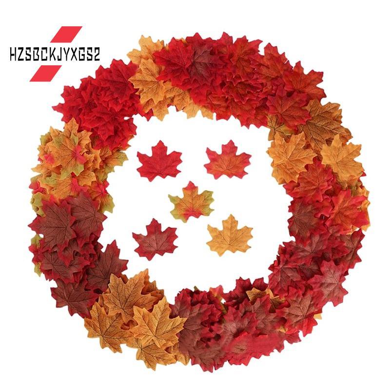 Hzsbckjyxgs2Artificial Maple Leaf ตกแต่งจําลองผ้าไหม Maple Leaf ปลอมฤดูใบไม้ร่วง Leaf ครอบครัวงานแต่
