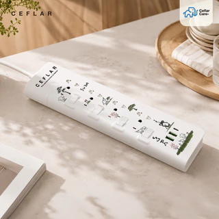 CEFLAR x SUDA รางปลั๊กไฟ 4 เต้ารับ USB 2 ช่อง USB-C 1 ช่อง สายยาว 3 เมตร ตัดไฟอัตโนมัติ ไฟ LED บอกสถานะ