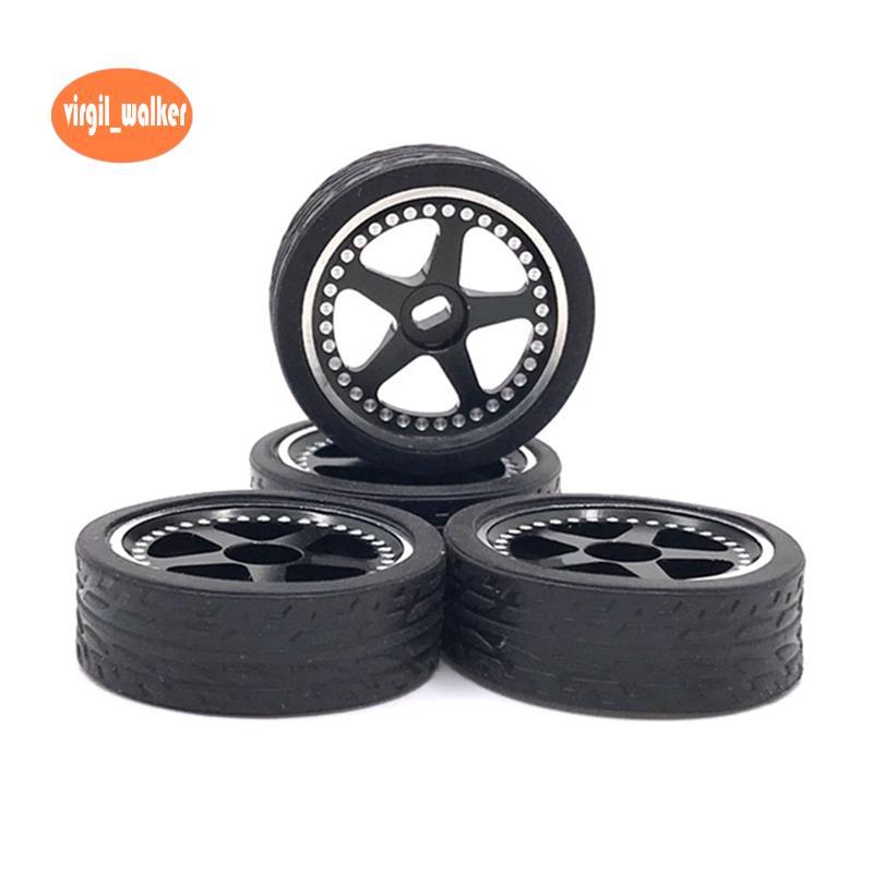 4 ชิ้น 26 มิลลิเมตรขอบล้อโลหะยางยาง Tyre ชุดสําหรับ  284131 K969 K989 K999 P929 Mini-Z 1/28 RC รถอะไ