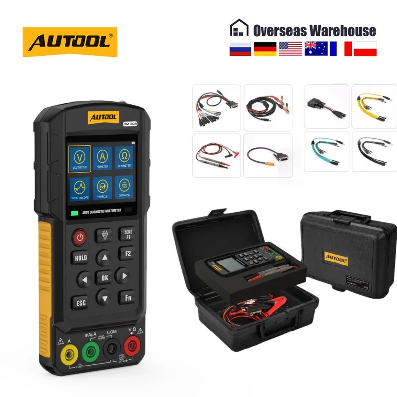 AUTOOL DM303 มัลติมิเตอร์แบบวินิจฉัยอัตโนมัติ Oscilloscope AC/DC แรงดันไฟฟ้าแอมป์มิเตอร์ Ohmmeter วง