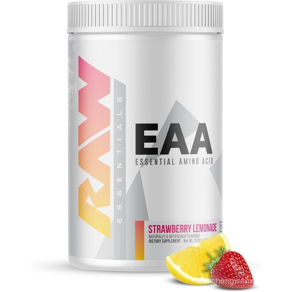 RAW EAA Amino Acids Powder, Strawberry Lemonade (25 เสิร์ฟ) - Pre Workout Amino Energy Powder for St