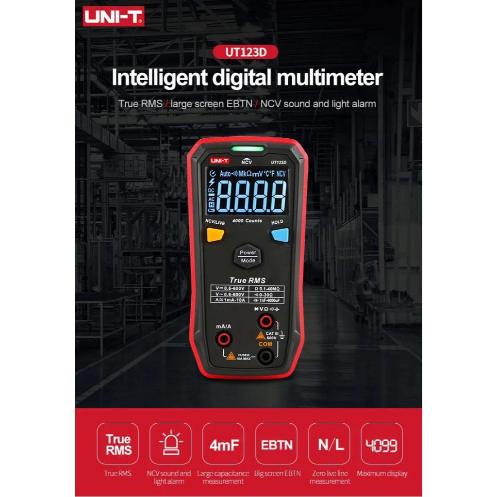 UNI-T UT123/123D มัลติมิเตอร์แบบดิจิตอลขนาดเล็ก GUARANTEEED AC DC แรงดันไฟฟ้าความต้านทาน Temperat