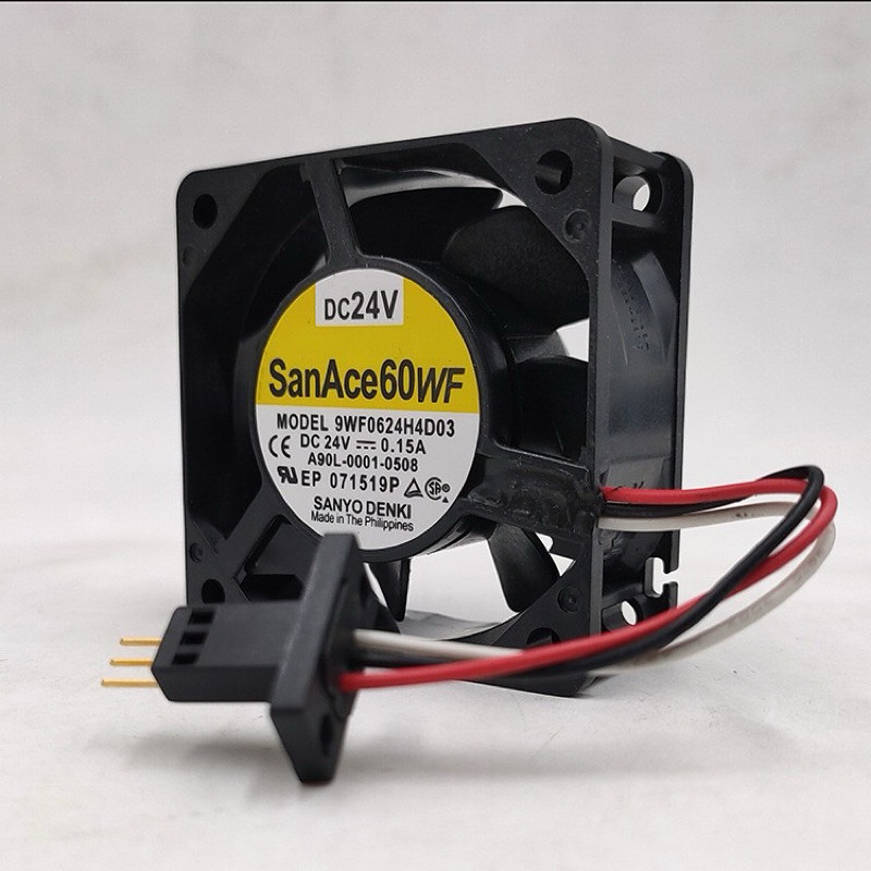 แบรนด์ ! พัดลม ขนาด 60*60 SanAce60WF MODEL 9WF0624H4D03 C C DC 24V : 0.15A NEP A90L-0001- 0508 พัดลม
