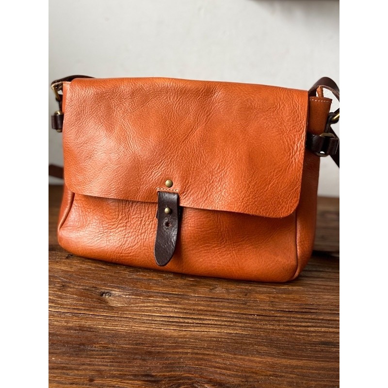 American Locomotive Big Bag Heavy Industry Ami Khaki Retro Messenger Bag Genuine Leather Messenger B