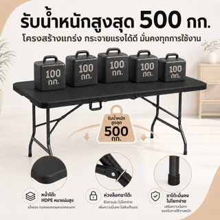WTHB โต๊ะพับอเนกประสงค์ โต๊ะพับพกพา รับน้ำหนักได้ 500KG พับเก็บง่าย พกพาสะดวก ใช้ขายของตลาดนัด แคมป์ปิ้ง ปิกนิค