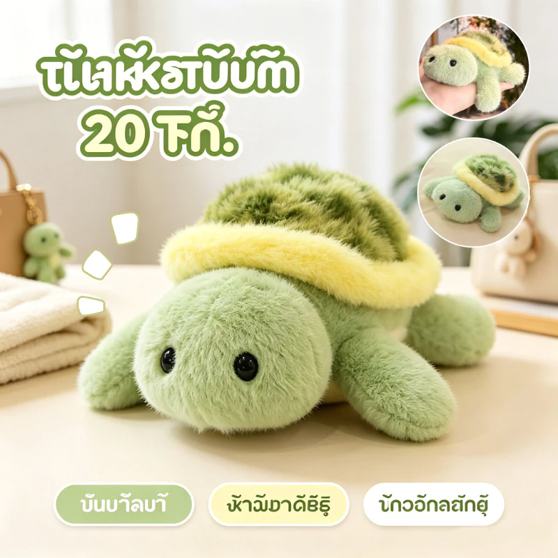 ตุ๊กตาเต่าหนานุ่ม ขนาด 20 ซม. ตุ๊กตาเต่าสีเขียว ตุ๊กตาสัตว์ขนนุ่ม ของขวัญเด็ก ของขวัญวันเกิด
