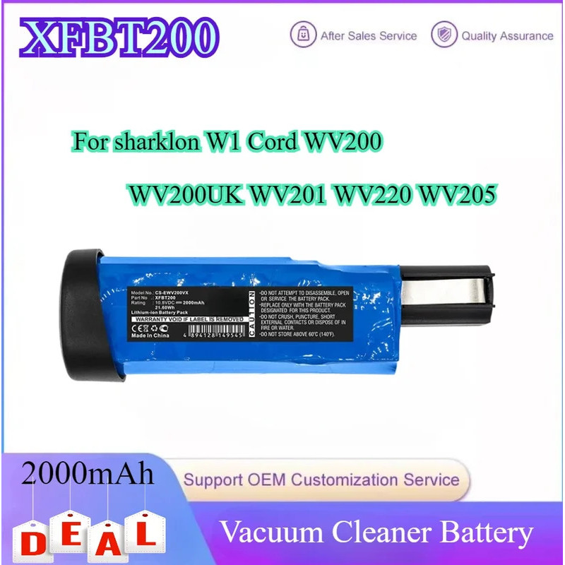 2000mAh เครื่องดูดฝุ่นแบตเตอรี่ XFBT200 XFBT200EU สําหรับ Shark Ion W1 สายไฟ WV200 WV200UK WV201 WV2