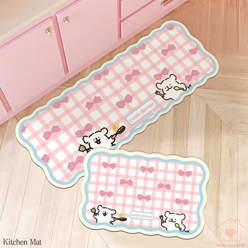Line Puppy Kitchen Floor Mat Water Absorption Oil Absorption Long Soft Diatom Mud Mat Eras