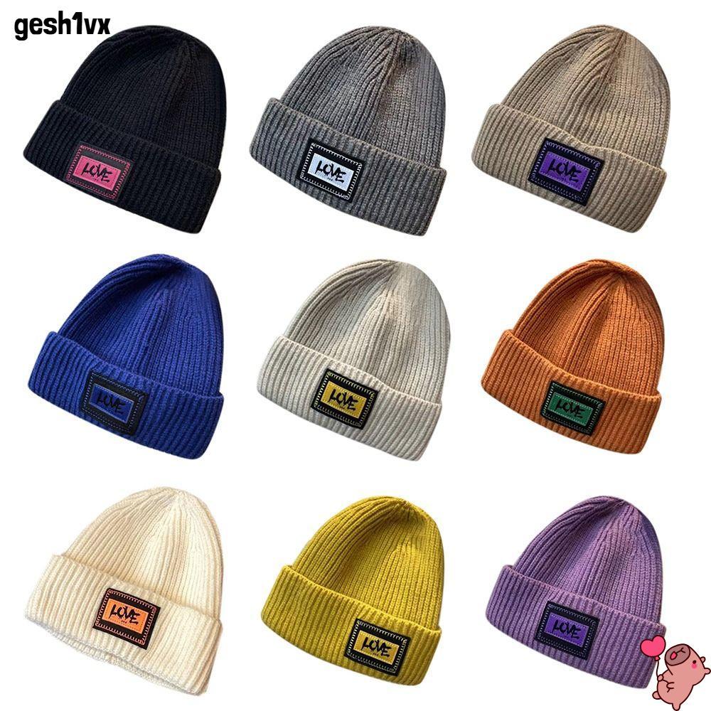 LOLLIPOP เด็กถักหมวก,โครเชต์ฤดูหนาวที่อบอุ่นฤดูใบไม้ร่วง Beanies หมวก, Hip Hop หมวกหนานุ่ม Love Letter รูปแบบอุ่น Bonnet เด็กวัยหัดเดินทารกแรกเกิด