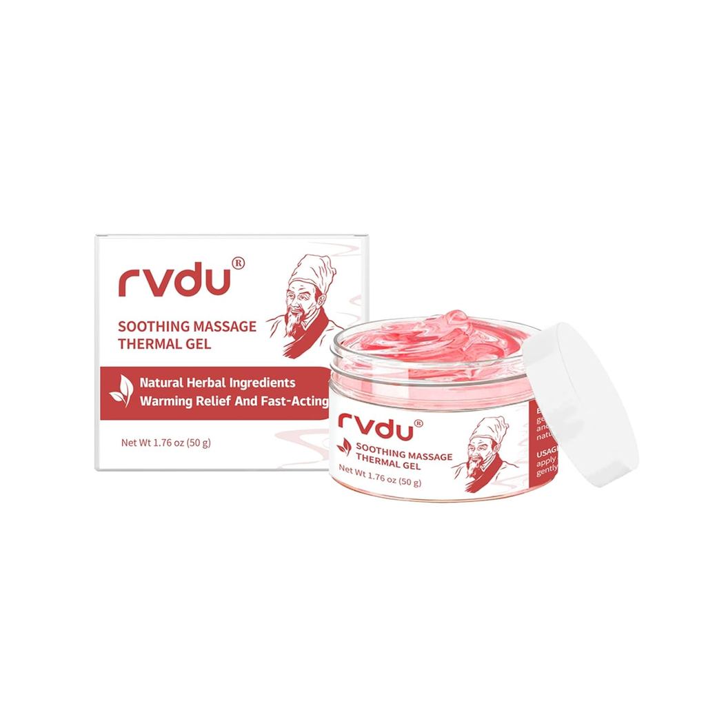 RVDU เจลนวดอุ่นตัว ครีมนวดสมุนไพรธรรมชาติ มอยเจอร์ไรเซอร์กระชับผิวและสมูทติ้ง เจลนวดเนื้อเยื่อลึกเพื่อผ่อนคลาย สูตรไม่เหนียวเหนอะหนะ 1.76 Fl Oz