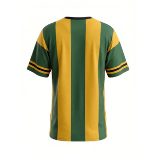 ย2เค เสื้อฟุตบอลบราซิล - เสื้อยืดคอวีลายทางสีเขียวและสีเหลืองทรงหลวมสไตล์สตรีท เสื้อฟุตบอลบราซิล