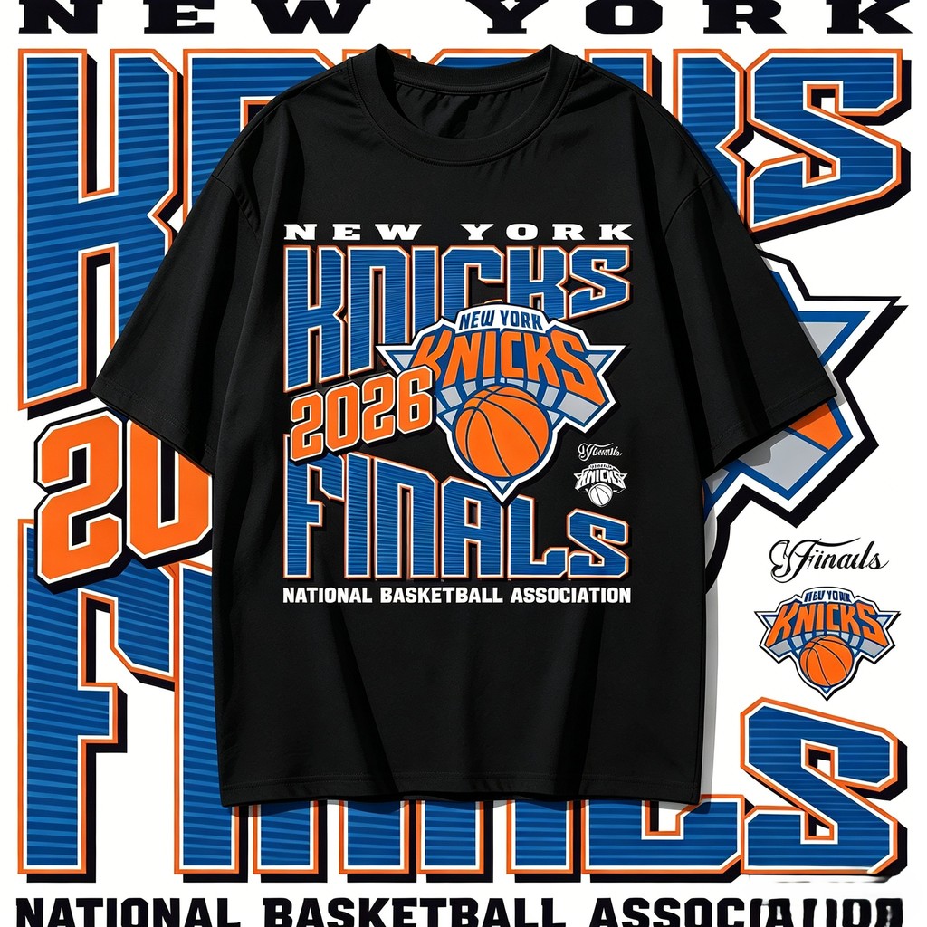 100% Cotton Oversize T-shirt Unisex New York Limited เสื้อยืดผ้าฝ้าย ลายทีมบาส New York Knicks 2026 Finals เสื้อสปอร์ตใส