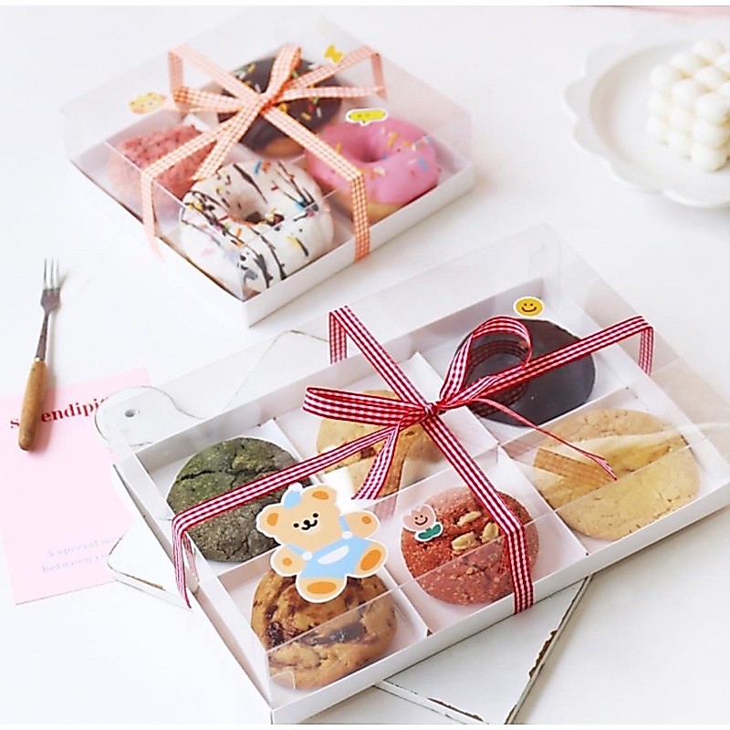 พร้อมส่ง (แพ็ค 5 ใบ) กล่องแบ่งช่อง ใส่ขนม ทาร์ต โดนัท เค้ก