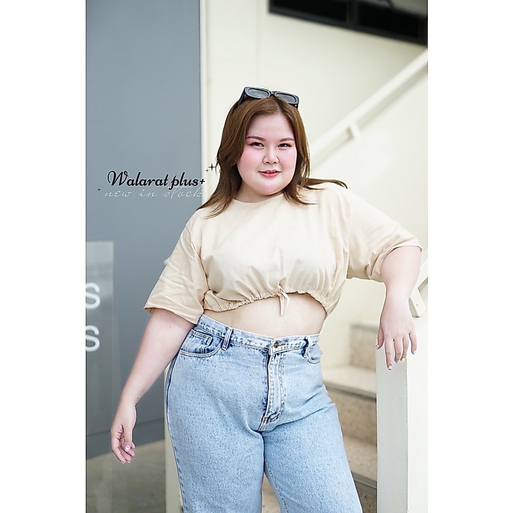 เสื้อผูกเอว แต่งอกใส่แล้วไม่อ้วนน่าร๊ากกก ผ้าเนื้อดี ใส่สบาย ไซส์ใหญ่ Plussize