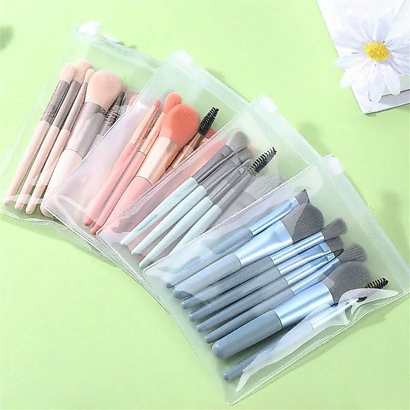 G114 แปรงแต่งหน้า ขนาดพกพา 1 เซต มี 8 ชิ้น อายแขโดว์ ปัดแก้ม ขนนุ่ม พร้อมถุงใส่แปรง