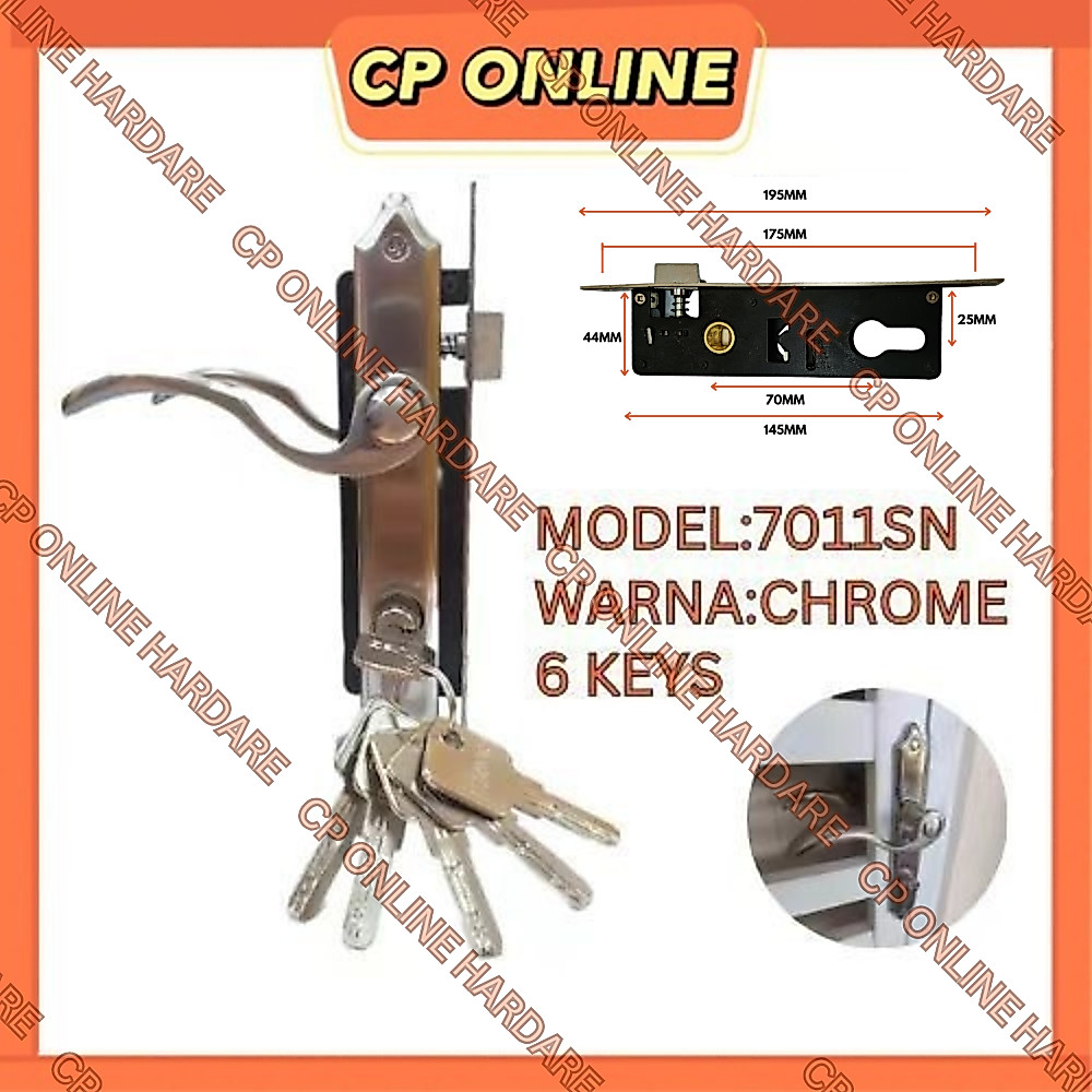 CP ONLINE Mortice Lock Grill Lock ชุดล็อคประตู ล็อคมือจับ Pagar Lock Kunci Grill Pintu Rumah Tombol 