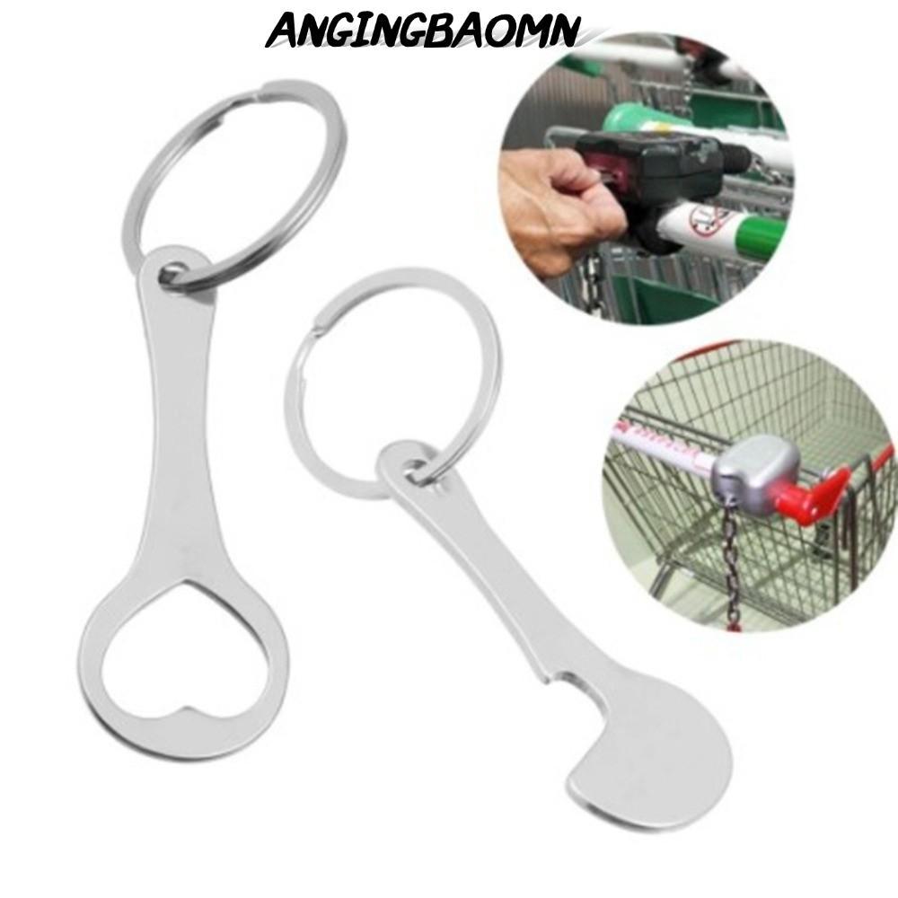 ANGINGBAOMN พวงกุญแจรถ, Token Mini Shopping Cart Token, Metal Portable Trolley Keychain Cart Accesso