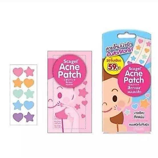 Scagel Acne Patch Hearts & Starsแผ่นแปะสิว ลายใหม่น่ารัก บางเฉียด ติดแน่น บรรจุ 10 ชิ้น /1 กล่อง