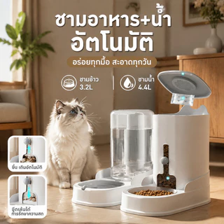 ชามอาหารแมวอัตโนมัติ ที่ให้อาหารอัตโนมัติ เครื่องให้อาหารสัตว์เลี้ยง ที่ให้น้ำ ที่ให้อาหาร หมา แมว