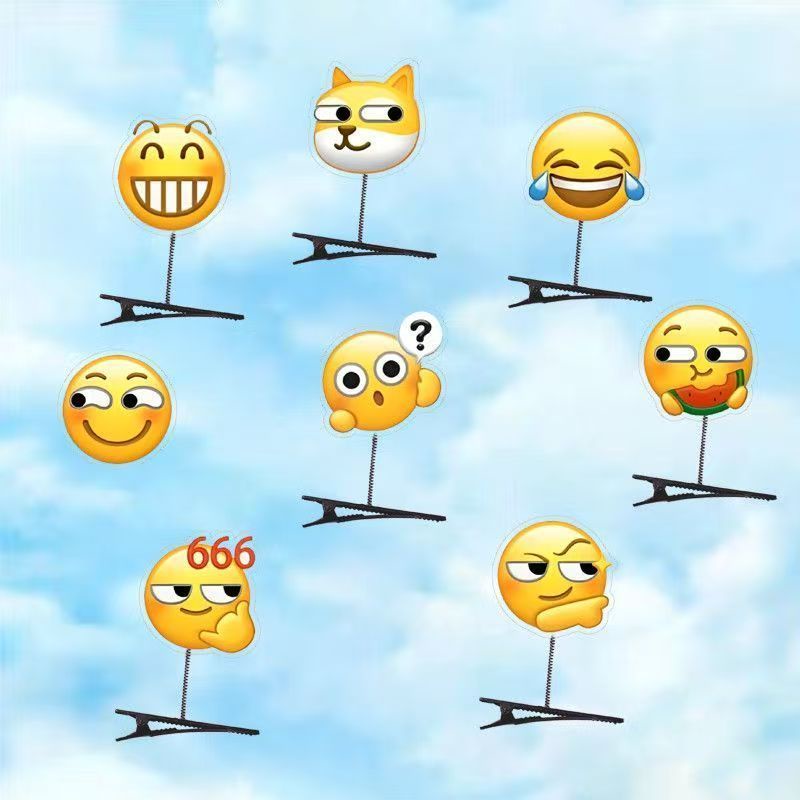 Influencer-approved Emojj Emoji Acrylic Spring Hair Clip: Laughing, Crying, Eating Melon, 666, Tooth