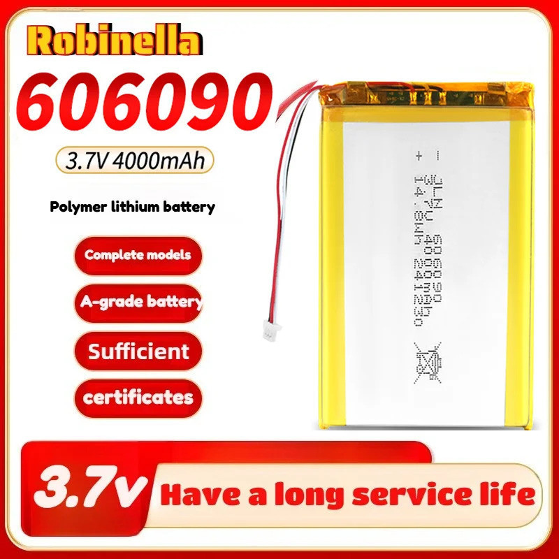 606090 3.7v 4000mAh แบตเตอรี่ Lipo แบบชาร์จไฟได้สําหรับ GPS MP4 กล้อง Power Bank แท็บเล็ตของเล่นไฟฟ้