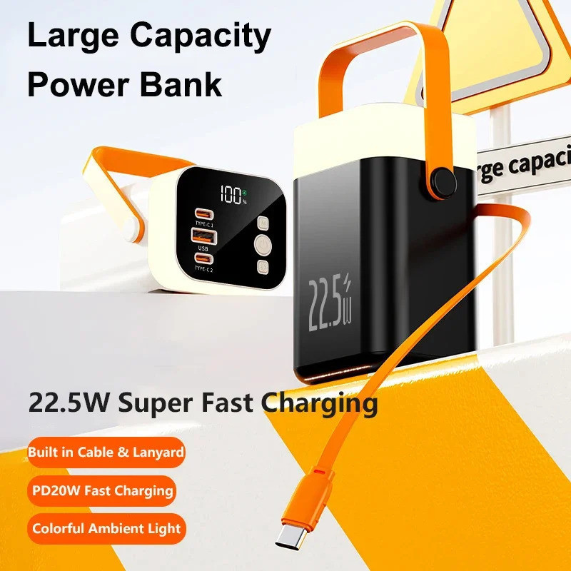 22.5W Fast Charging Powerbank 80000 mAh ความจุขนาดใหญ่ Power Bank ในตัวสําหรับ IPhone Samsung Huawei