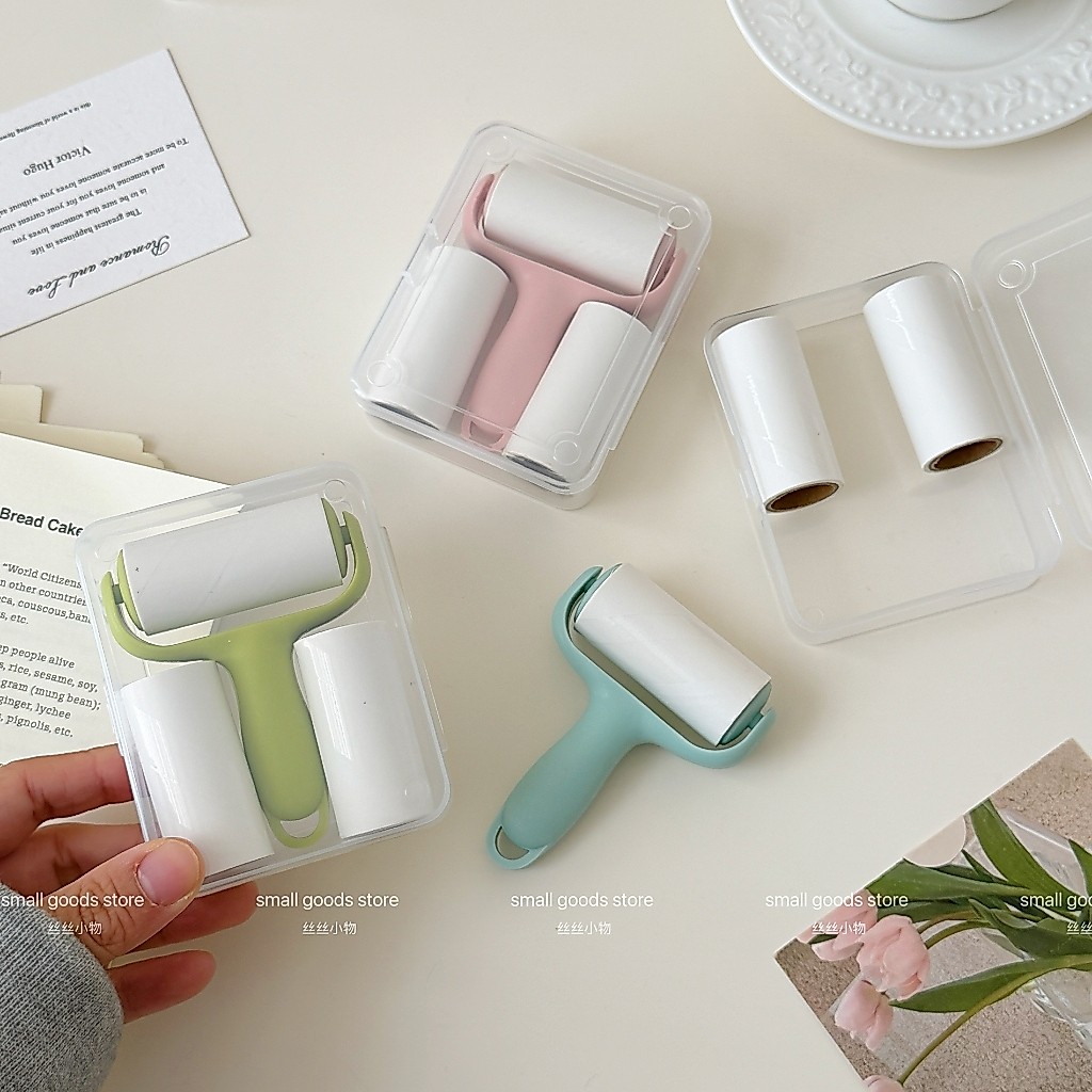 3-in-1 Mini แบบพกพากล่องติดตั้งผมกาวขนาดเล็ก Office Travel สัตว์เลี้ยงฝุ่นผมกาว