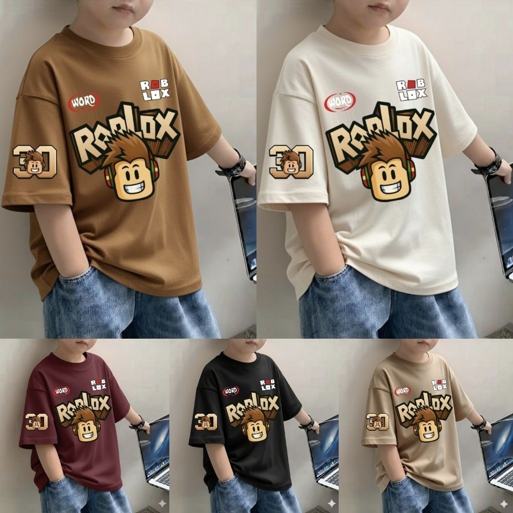 ผลิตในไทย เสื้อยืดเด็ก พิมพ์ลาย Roblox ผ้าฝ้าย 100% เสื้อเด็กผู้ชาย เสื้อเด็กผู้หญิง หลายขนาดหลายสี ให้เลือก