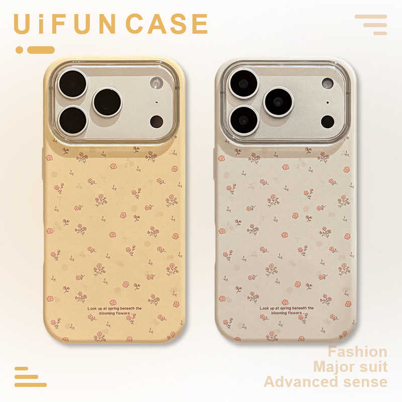 Retro สีทึบดอกไม้ INS กันกระแทกโทรศัพท์มือถือสําหรับ iPhone 17 16 15 14 13 Pro Max Soft TPU Drop ทน Anti-Scratch ฝาหลัง Shell