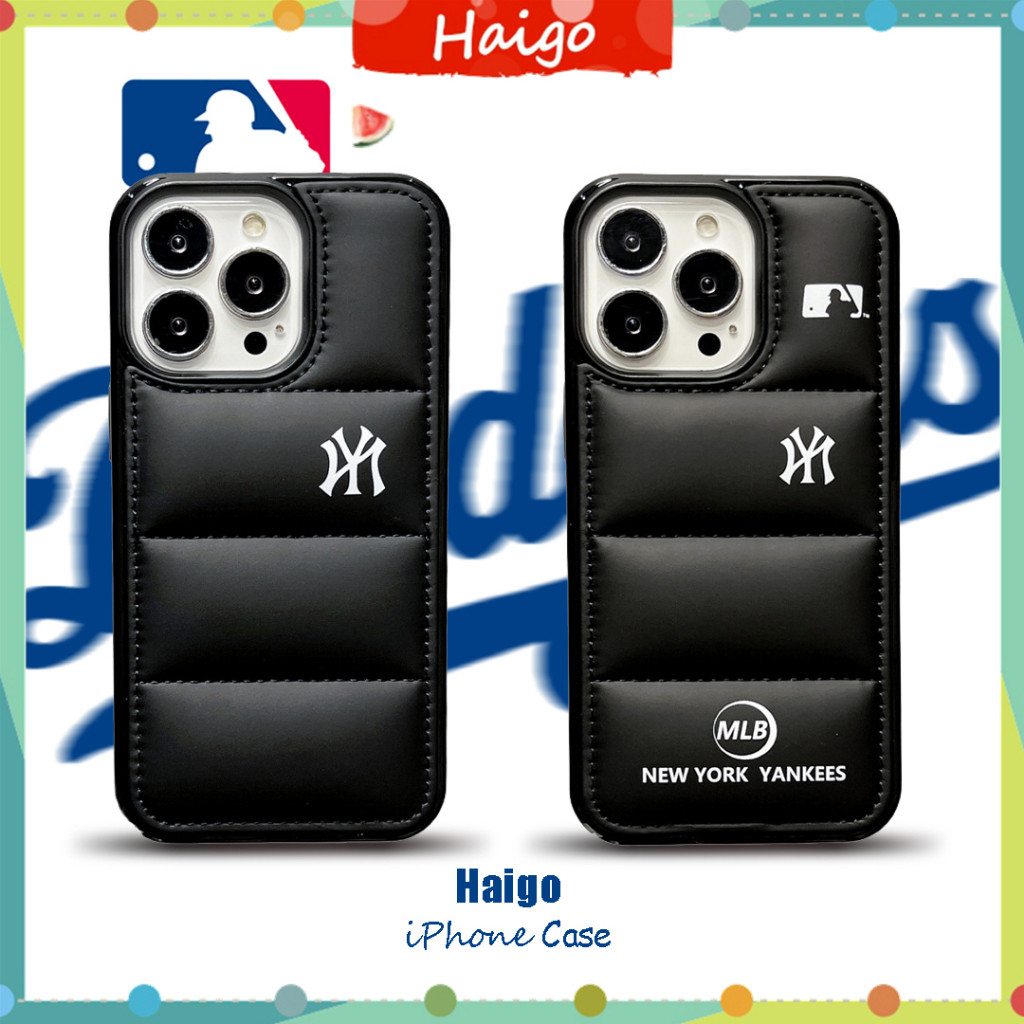 Classic MLB NY Logo Hard Plastic Phone Case - Down Jacket Style, เข้ากันได้กับ iPhone 15/15 Pro/15 P