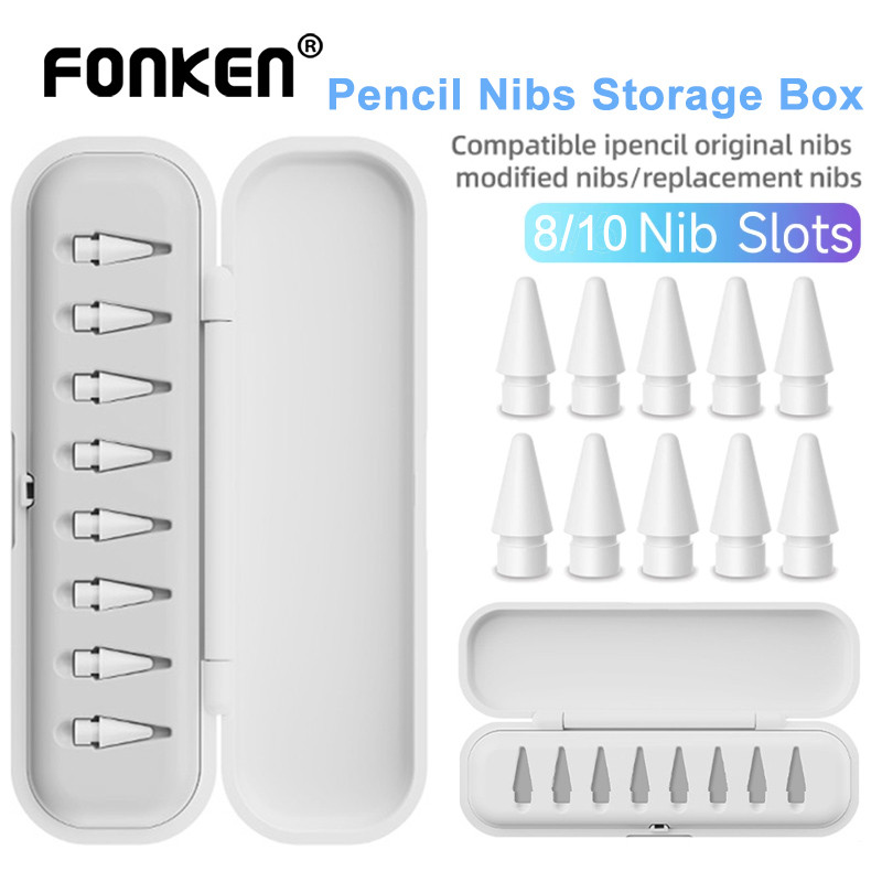 Fonken ปากกาเคล็ดลับกล่องเก็บสําหรับ Aple ดินสอ Stylus Nibs 8/10 ชิ้นสล็อตเคล็ดลับ Organizer กล่อง iPencil กรณีป้องกัน