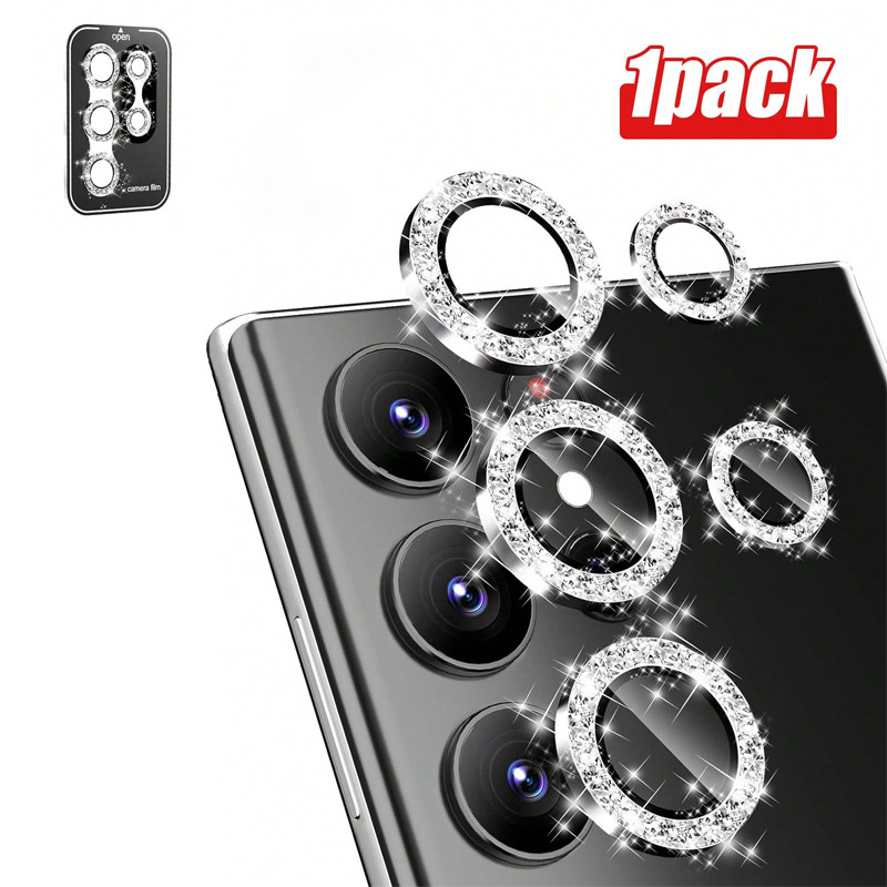 Bling Glitter เพชรกล้องเลนส์ป้องกันกรณีสําหรับ Galaxy S25 S24 Ultra Plus S23 FE S22 กระจกนิรภัยเลนส์ป้องกันฟิล์มฝาครอบ