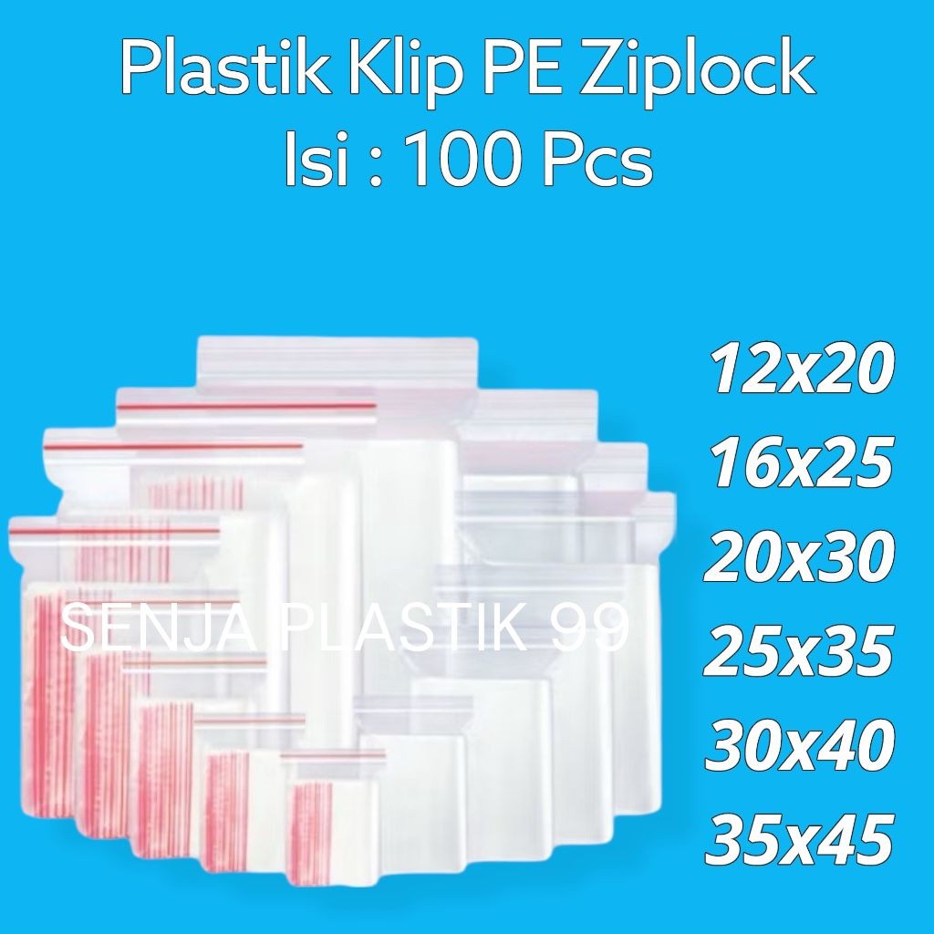 คลิปพลาสติกซิปล็อค PE ใส 12x20 16x25 20x30 25x35 30x40 35x45 / ถุงบรรจุอาหารเสื้อผ้า