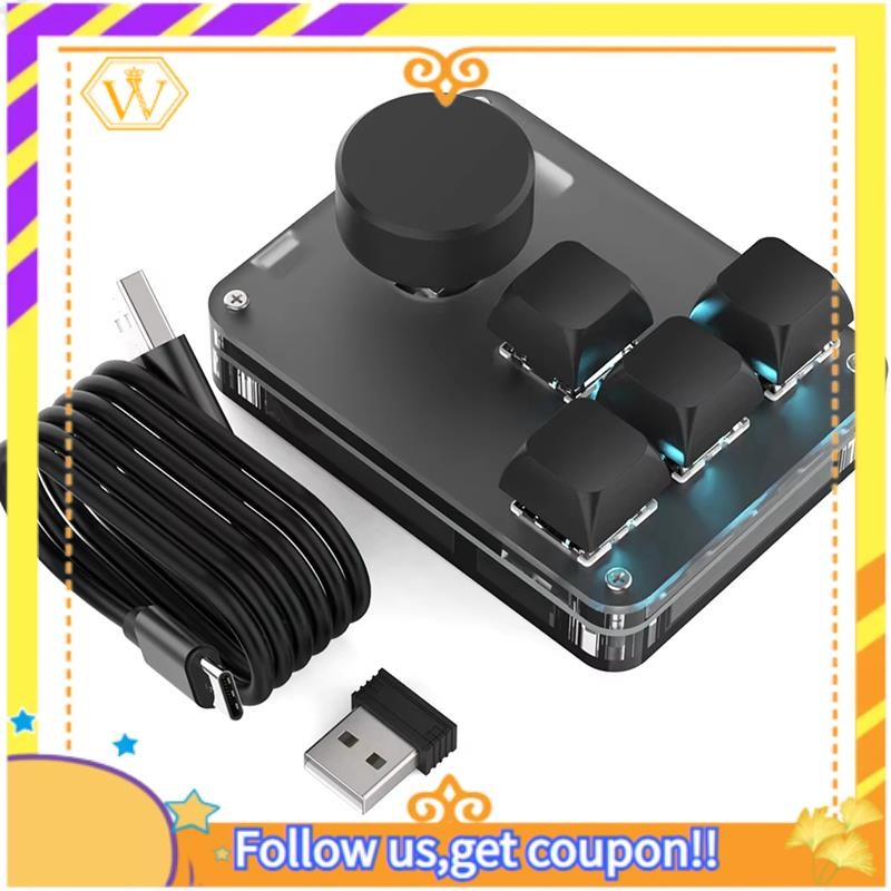 ปุ่มกดแบบกําหนดเอง RGB USB C 2.4G Mini Macropad Macro Programming คีย์บอร์ดสําหรับเล่นเกม Hot Swap 4