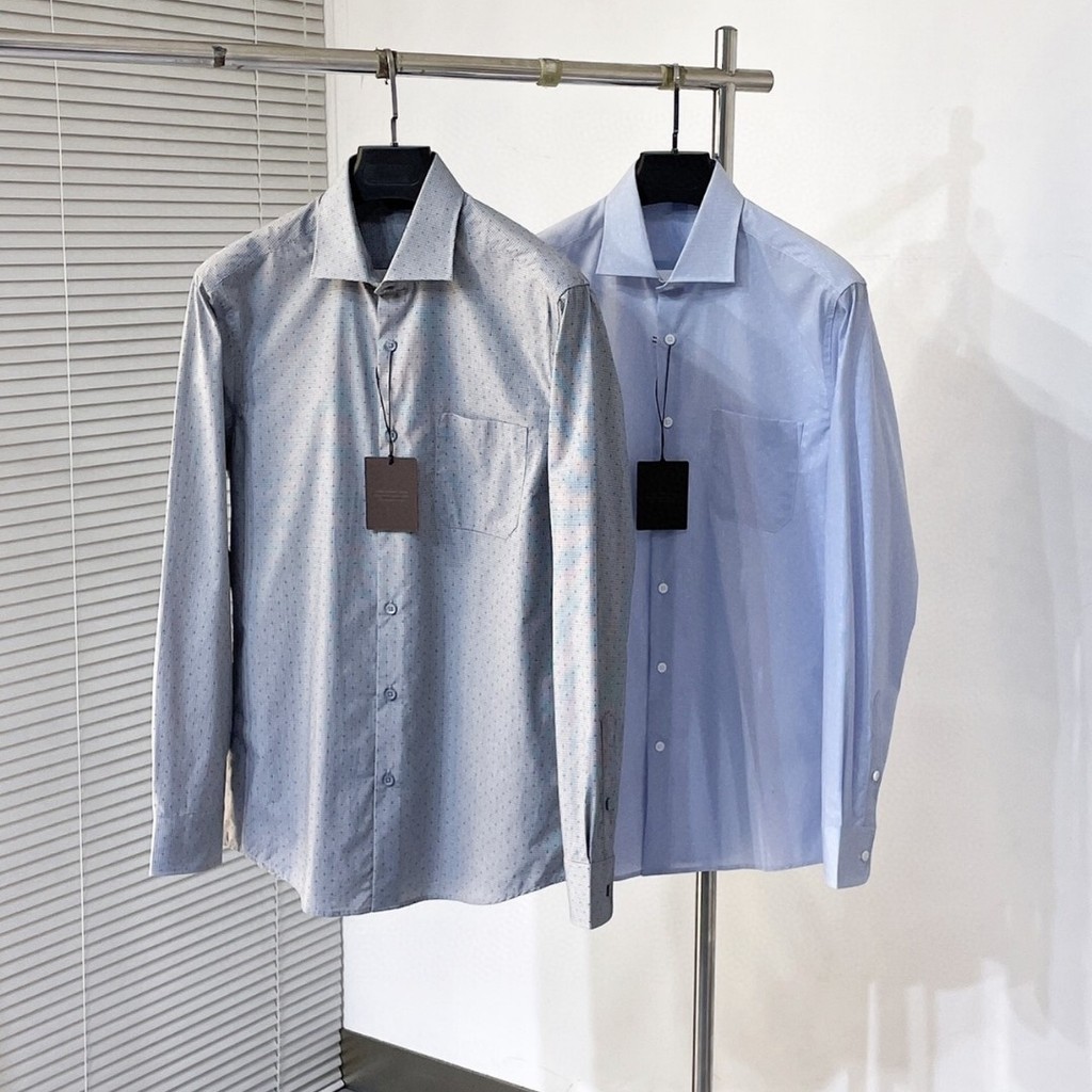 ZDU5 Zegna Men's Dad Spring New Long Sleeve Breathable Shirt Casual Loose Versatile Thin Shirt