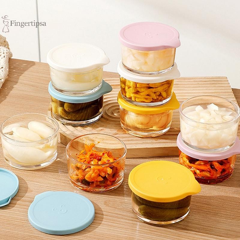 FIG ไมโครเวฟปลอดภัยรอบภาชนะเก็บอาหารแก้ว Borosilicate สูงดองปิดผนึก Jar ตู้เย็นผักผลไม้ Jar TH