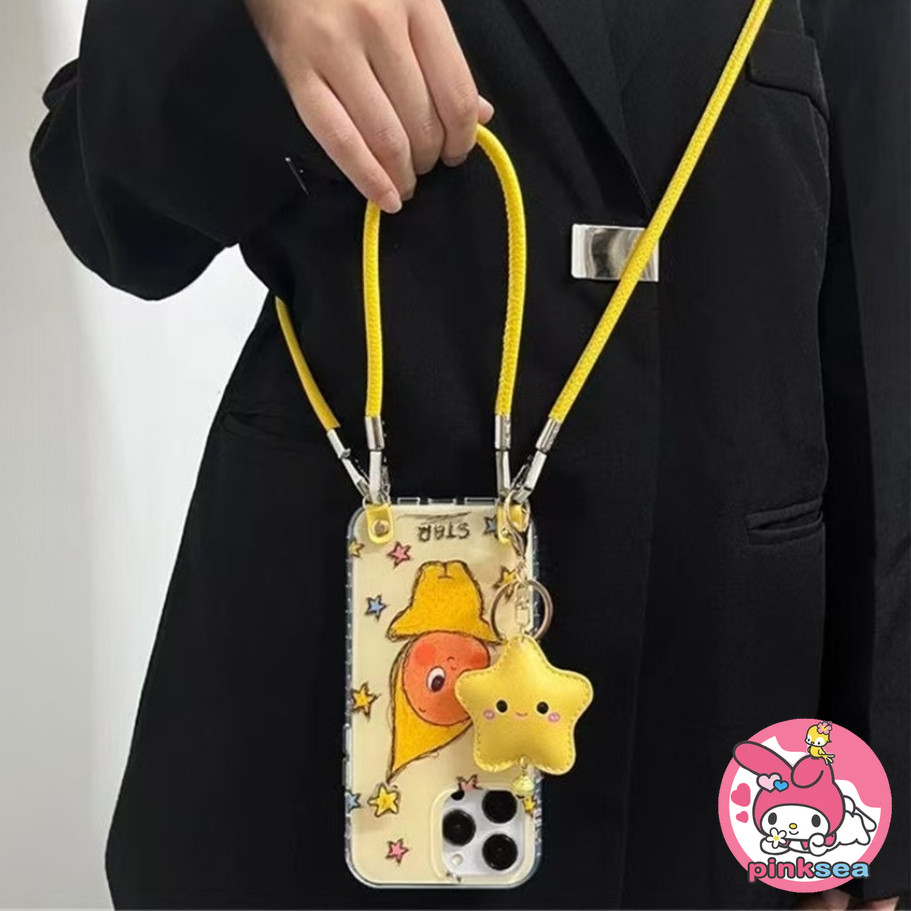 จี้ดาวน่ารักการ์ตูน Twinkle‌ เคสโทรศัพท์พร้อมเชือก เข้ากันได้กับ iPhone 17 16 15 14 13 12 11 Pro Max X Xr Xs Plus Ins อินเทรนด์คลุมทั้งหมดปลอกป้องกันการตก