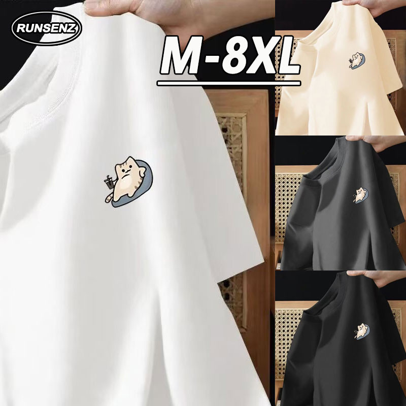 เสื้อยืดผู้ชายเวอร์ชั่นเกาหลี ไซส์พิเศษ M-8XL แขนสั้น สไตล์เรียบง่าย สวมใส่สบาย