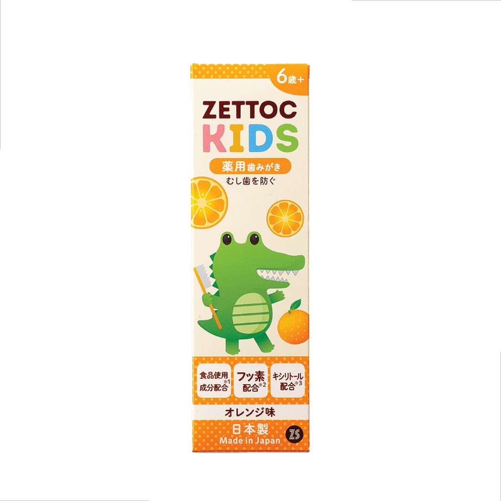 MORITOMO Official - ZETTOC Kids Toothpaste Orange 70 g / ยาสีฟัน กลิ่นส้ม สำหรับเด็กอายุ 6 ปีขึ้นไป