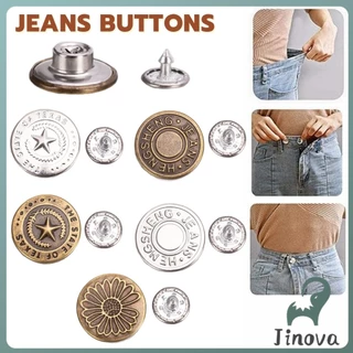 Jnv 10Pcs/set กระดุม ปรับเอวกางเกง ปุ่มที่ถอดออกได้ กระดุมโลหะ สําหรับกางเกง กระโปรงยีน Jeans buttons