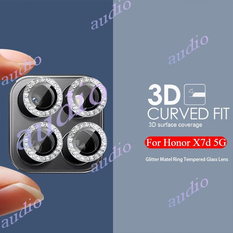 Honor X7d 5G 2025 Glitter เพชรโลหะแก้วกล้องเลนส์สําหรับ HONOR X7d HonorX7d 5G 2025 Bling เงา Coloful