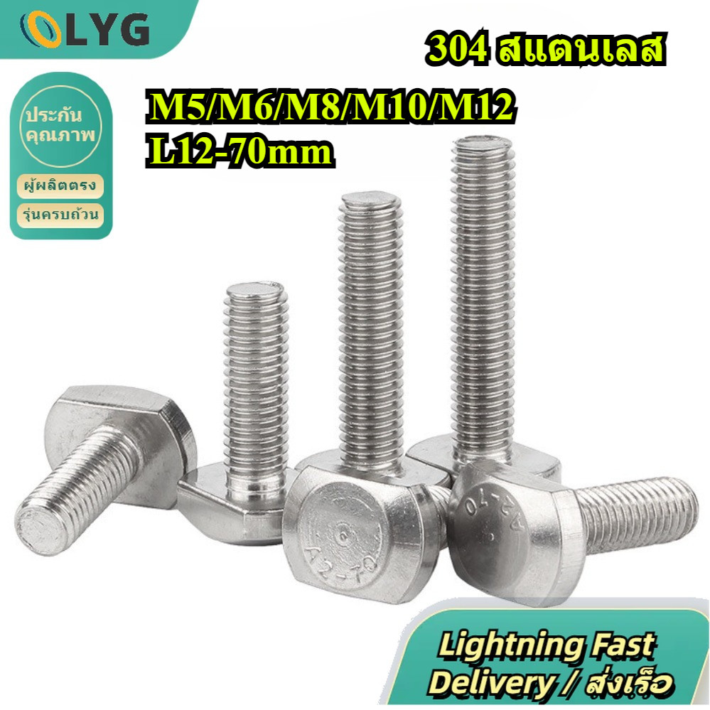 สแตนเลสสลักเกลียว304ตัว T-Head มมสกรูแบบ T-Slot M5/M6/M8/M10/M12 * L12-70mm /Gb37 รูปแม ่ พิมพ ์ ควา