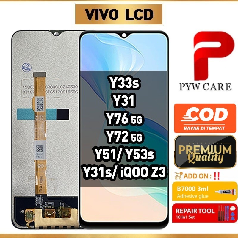 หน้าจอ LCD ที่รองรับสําหรับ Vivo Y33s / Vivo Y31 / Vivo Y76 5G / Vivo Y72 5G / Vivo Y51 / Y53s / Y31
