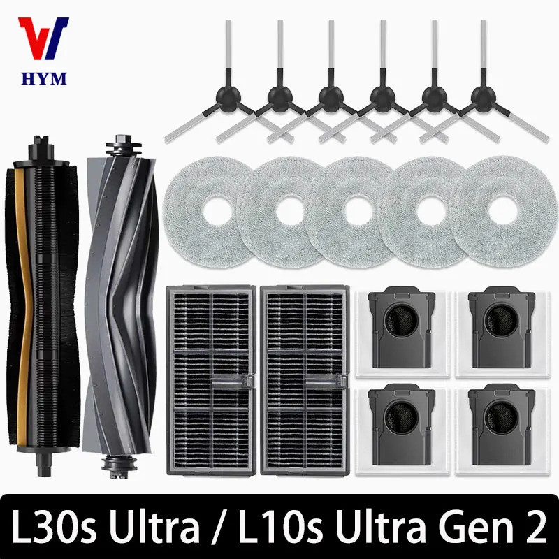 Dreame L10s Ultra Gen 2,Dreame L30s Ultra อะไหล่ลูกกลิ้งหลักแปรงด้านข้าง Hepa Filter Mop ผ้าถุงเก็บฝ