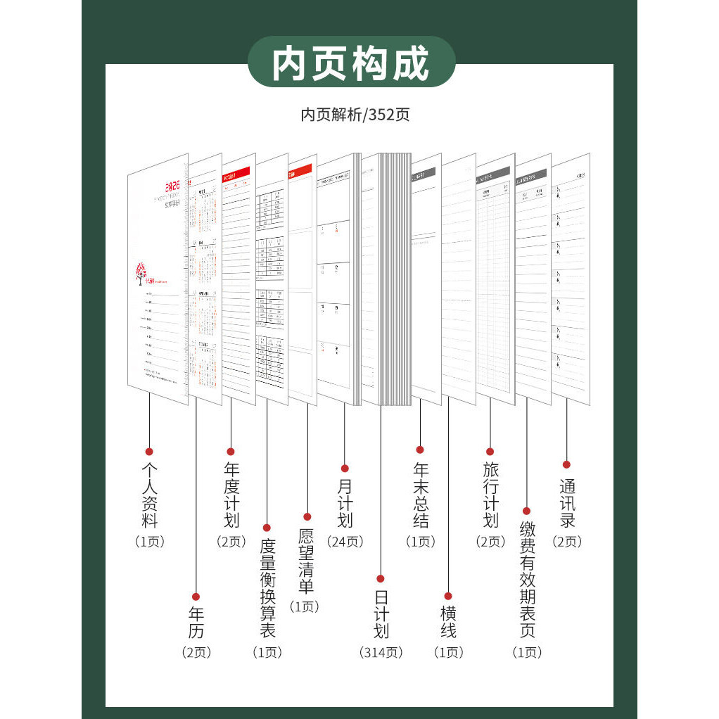 Agenda 2026 Planner เครื่องเขียน A6 A5 โน้ตบุ๊คและ Journal Canalendar Notepad ไดอารี่ Sketchbook หมายเหตุหนังสือ - รูปที่ 3