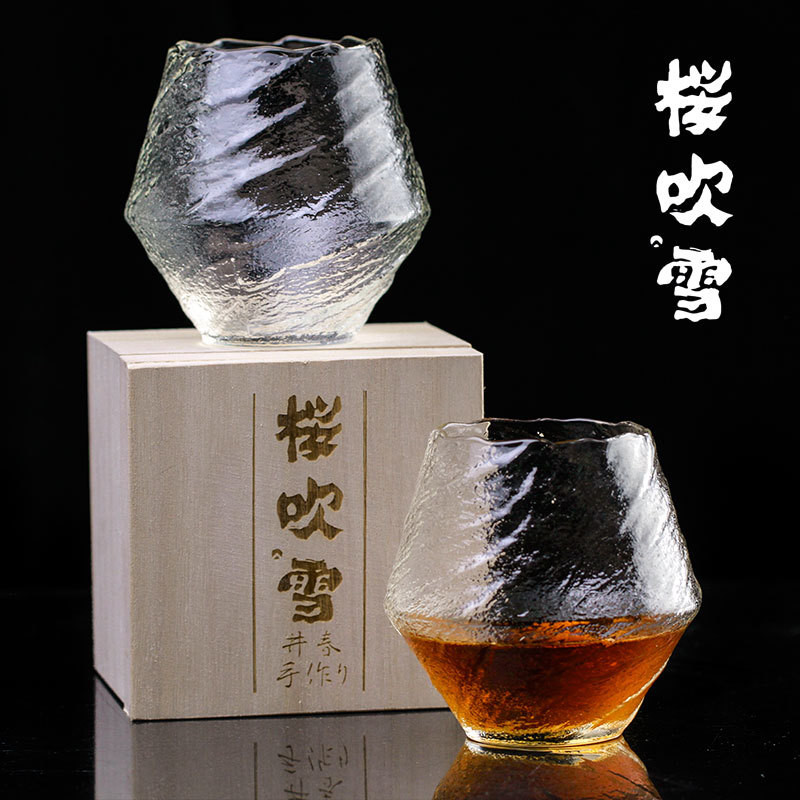 Chamvin Creative Sakurabuki Snow Edo Glass แก้ววิสกี้ญี่ปุ่น Spirit Niche Simple Glass แก้วน้ํา